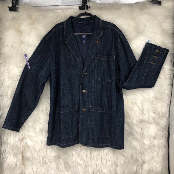 NWOT Big & Tall Men’s Denim Sport Jacket, Blazer, Darkwash, Western Tycoon SZ XL - Picture 1 of 11